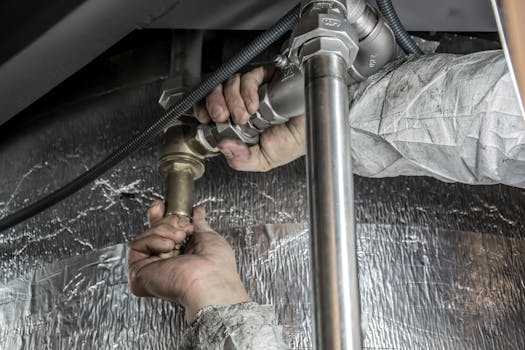 Plumber fixing a faucet