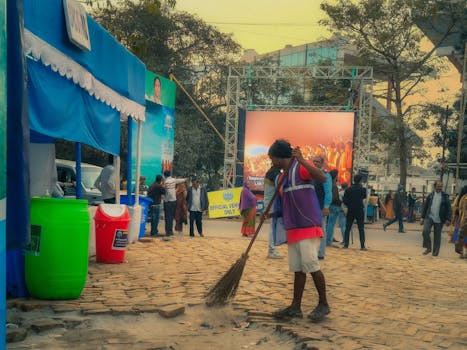 plumber working in a community event