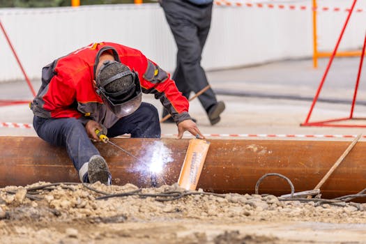 plumber cutting pipes safely