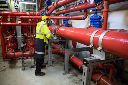 Plumber inspecting installation